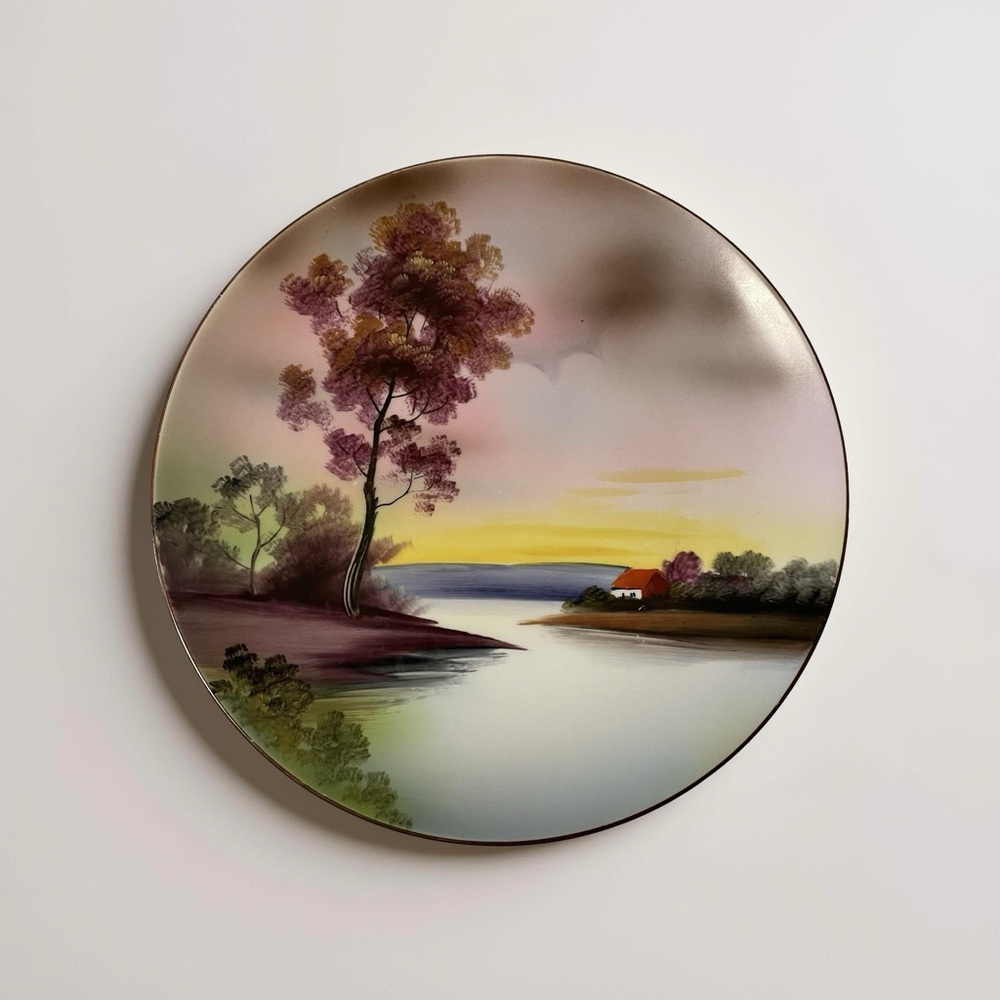 🏞️ Vintage Noritake  Hand-Painted Decorative Plate –Landscape | Wall Hanging |
